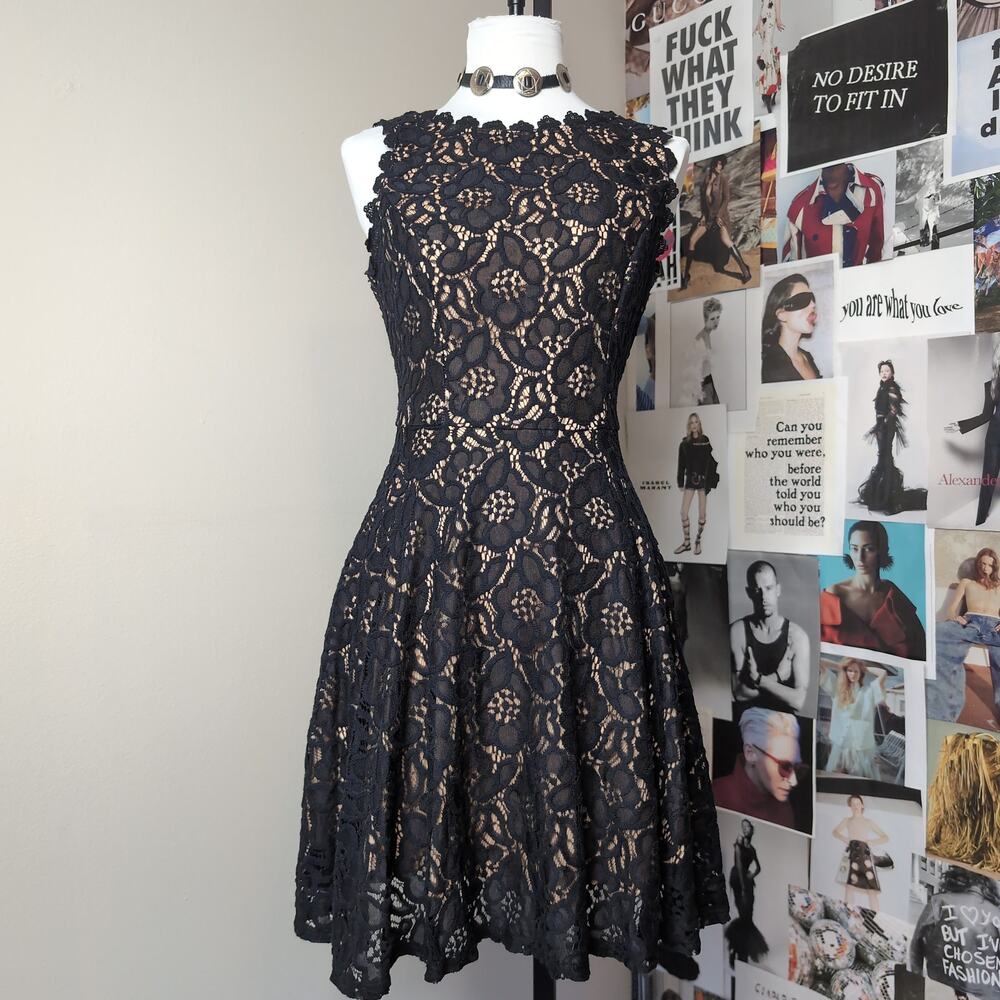 Black Floral Lace Sleeveless Mini Dress Boho
